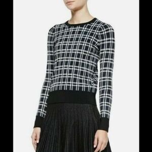 A.L.C Blue White Checked Diggs Pullover Sweater Plaid Size Medium